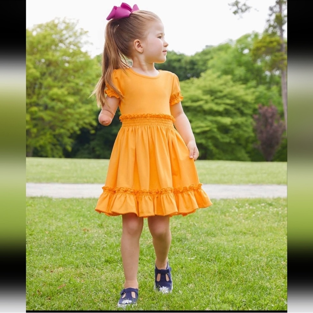 Matilda Jane Mustard Yellow Ruffle Hem Dress - Picture 3 of 10